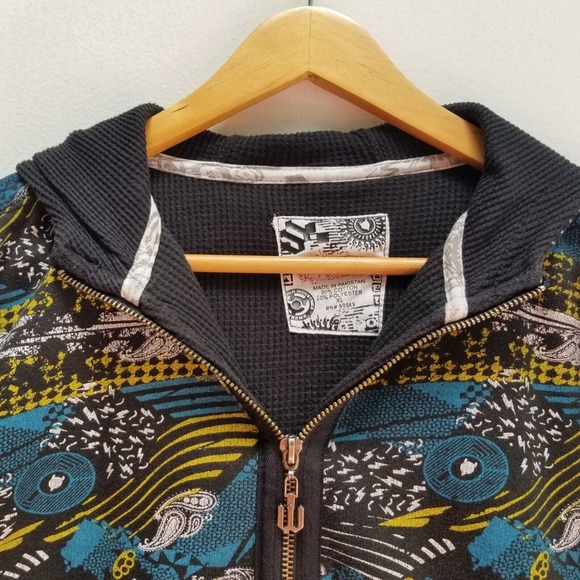 Vintage World Industries Zip Up Heavy Hoodie Jacket Abstract Print Youth XL - Picture 7 of 12